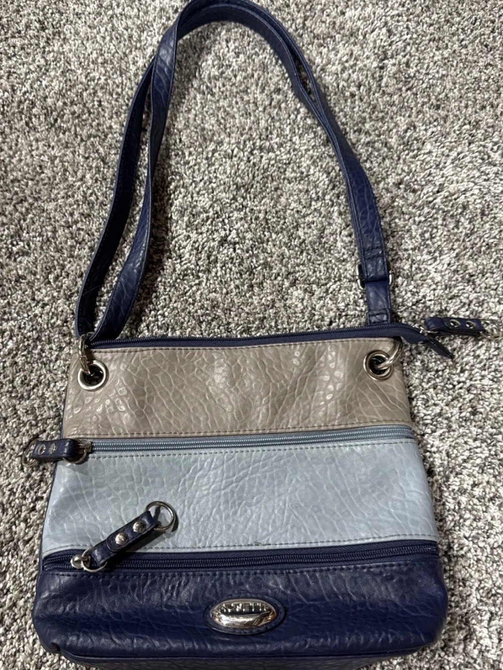 Rosetti Navy, Light Blue & Taupe Colorblock Crossbody Purse